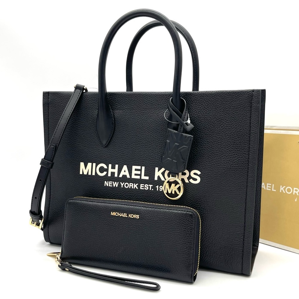 Michael Kors Mirella Medium EW Tote Bag & Continental Wallet Wristlet Bl… - Picture 2 of 11